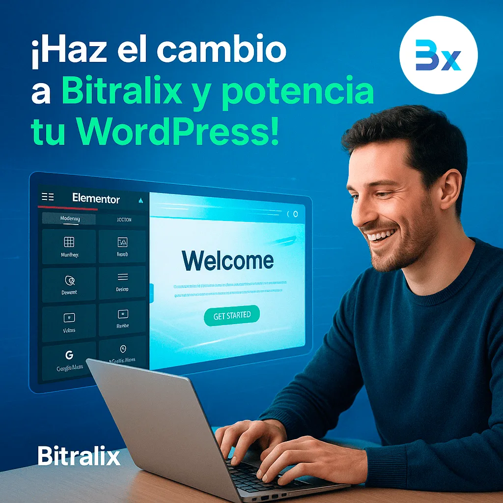 Usuario feliz trabajando con WordPress más rápido en Bitralix