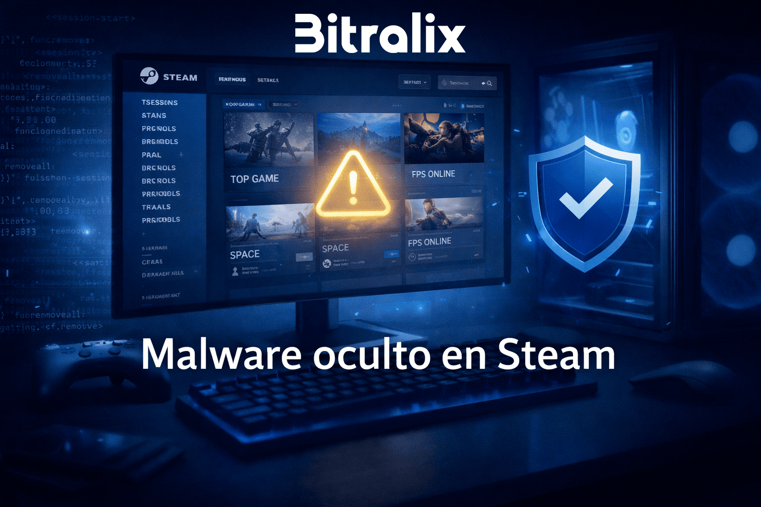 Malware oculto en juegos de Steam en una imagen informativa de ciberseguridad