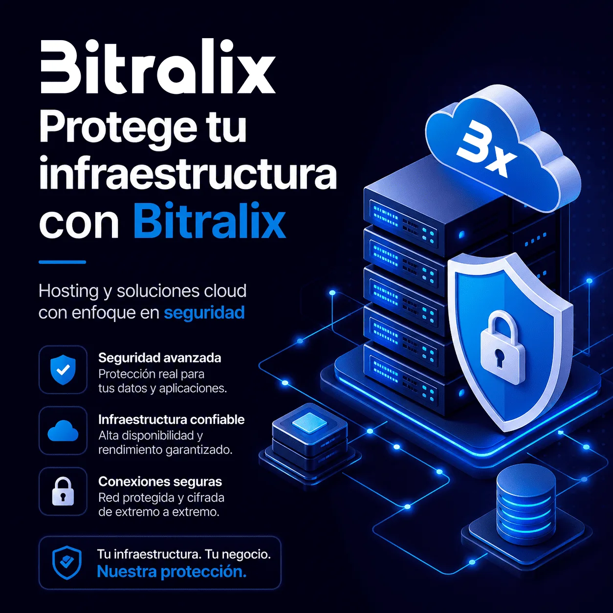 Imagen de llamada a la acción de Bitralix sobre hosting seguro y protección de infraestructura