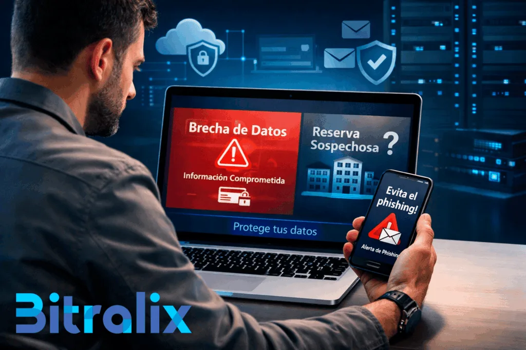 Booking hackeado y aviso de brecha de seguridad con enfoque en phishing y protección de datos