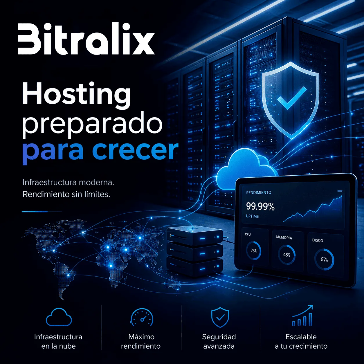 Llamada a la acción de Bitralix sobre hosting preparado para crecer