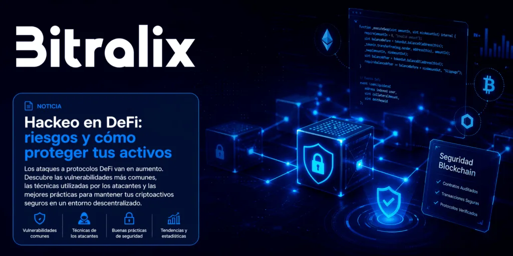 Ilustración sobre hackeo blockchain y criptomonedas con enfoque en seguridad digital