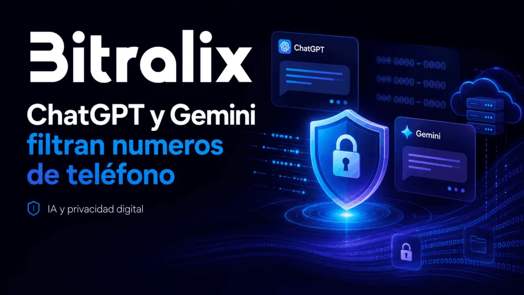 Ilustración sobre ChatGPT y Gemini filtrando teléfonos y el riesgo para la privacidad digital