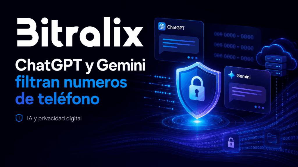 Ilustración sobre ChatGPT y Gemini filtrando teléfonos y el riesgo para la privacidad digital