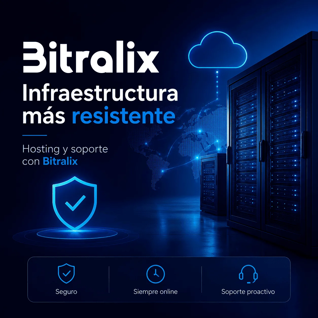 Imagen promocional de Bitralix sobre infraestructura resistente y hosting seguro