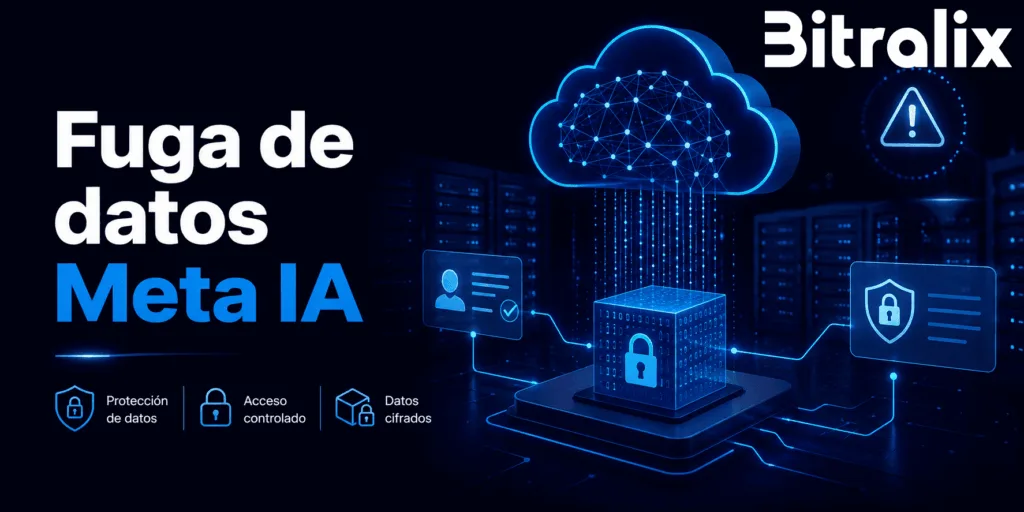 Fuga de datos Meta IA con servidores en la nube, seguridad y protección de datos