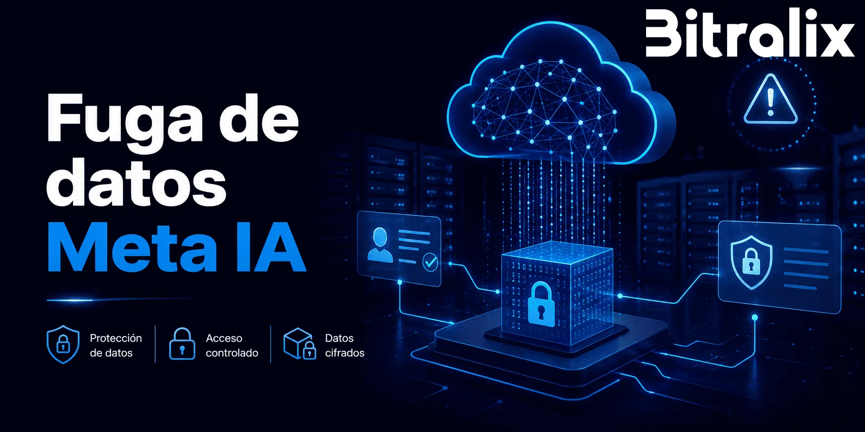Fuga de datos Meta IA con servidores en la nube, seguridad y protección de datos