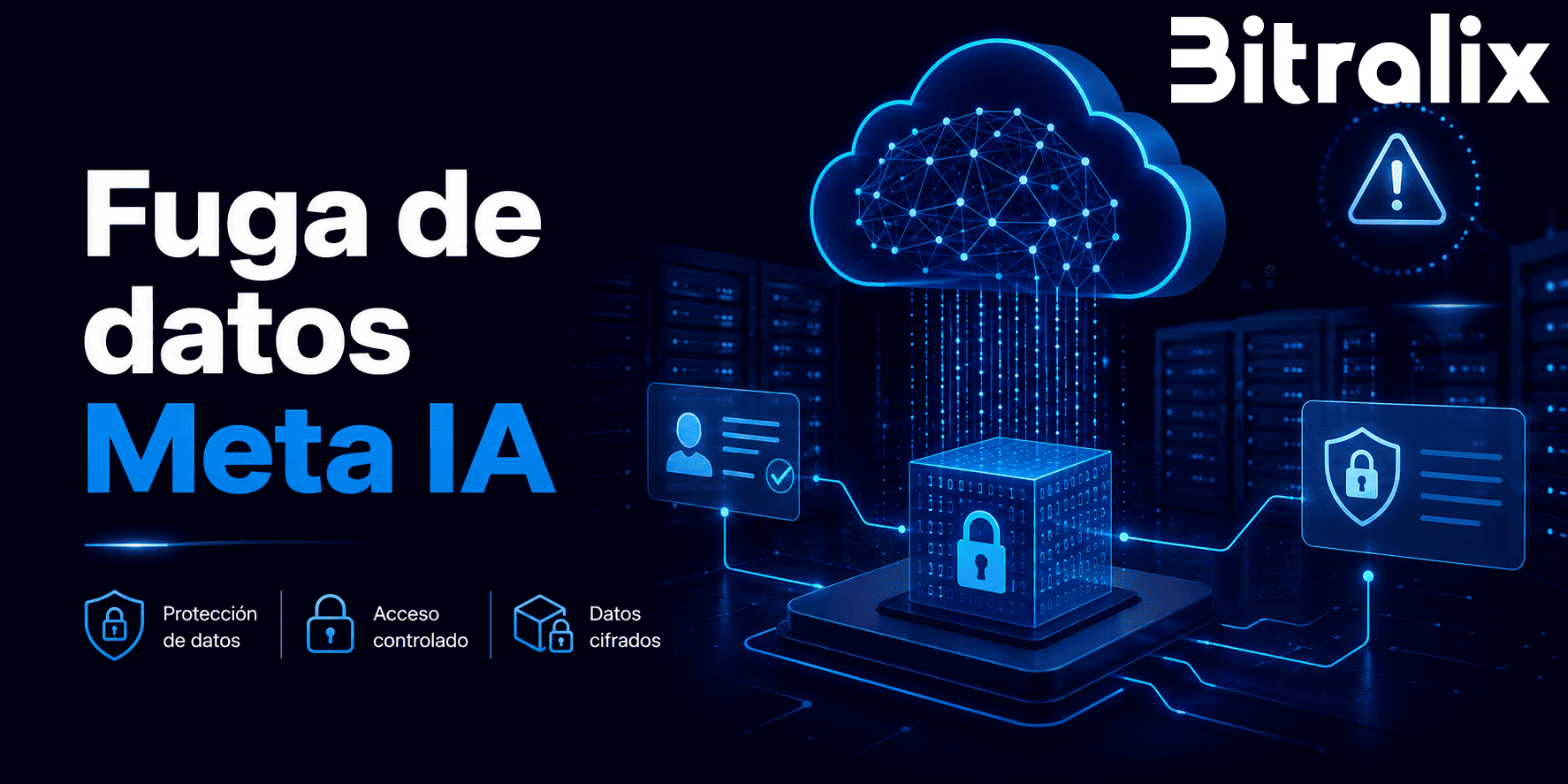 Fuga de datos Meta IA con servidores en la nube, seguridad y protección de datos