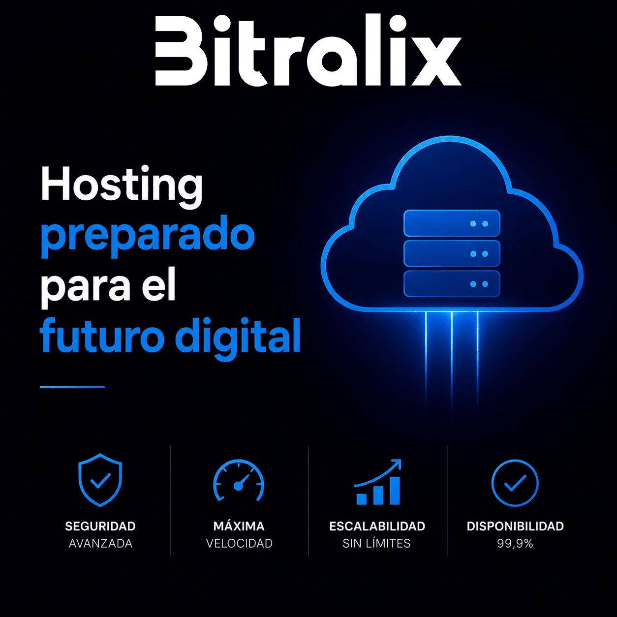 Hosting preparado para el futuro digital con infraestructura segura de Bitralix