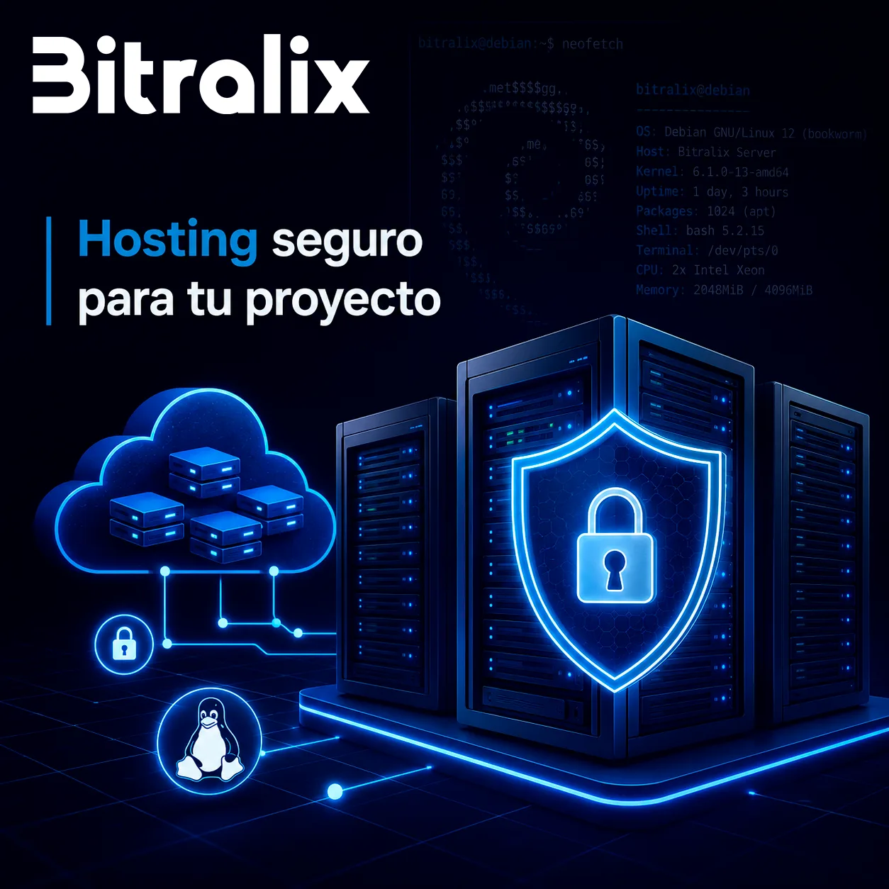 Hosting seguro de Bitralix para proteger servidores Debian y proyectos Linux.