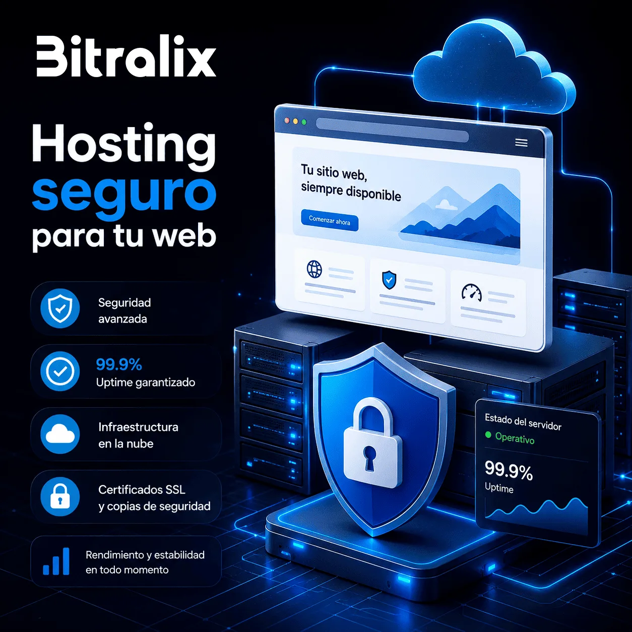 Hosting seguro de Bitralix para webs que necesitan estabilidad, rendimiento e infraestructura fiable